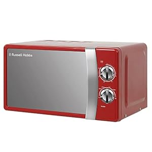 Russell Hobbs RHMM701R, 17 Litre, 700 W, Red, Solo Manual Microwave with 5 Power Levels, Ringer and Timer, Defrost Setting, Easy Clean