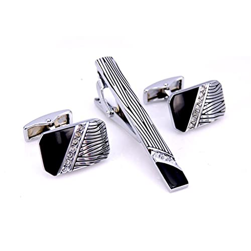 xiukou Heren en stropdas clip pak zakelijke pak Franse shirt manchetknopen en das clip manchetknopen (Color : A, Size : One size) - Image 4