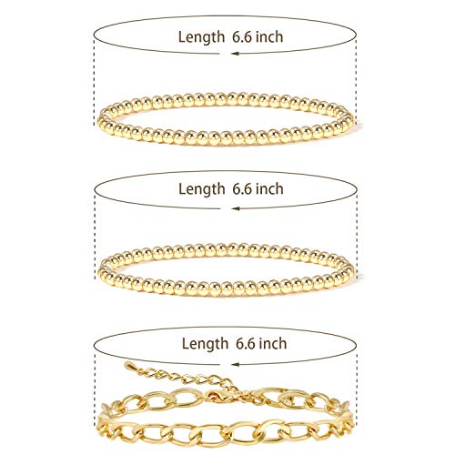 Gold Beaded Bracelets For Women Gold Bracelets For Women Plated Chain Link Bracelet Stretchable Bracelet… (Gold-01(5Pcs-G))… #TOP1