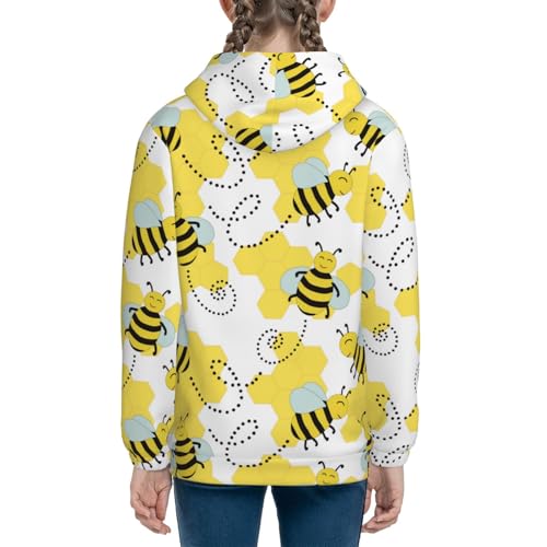 Cheerful Bumble Bees Kids Pullover Hoodies Boys Sweatshirts Girls Athletic Clothes with Pocket4