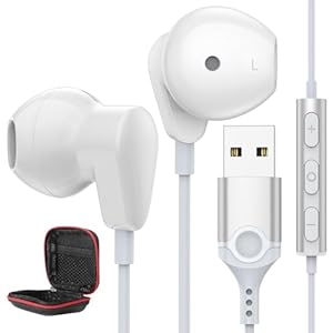 Headset USB mit Mikrofon, Leichte Gaming Kopfhörer USB, Gaming Laptop Kopfhörer PC mit Geräuschunterdrückung und Mikrofonen, In Ear Kopfhörer mit Audiosteuerung für Live-Streaming PS 4 5 Büro Chromebook