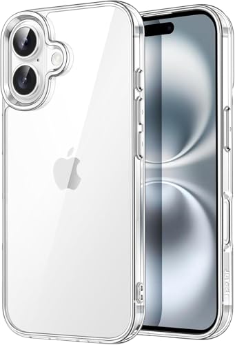Image of NISHTECH for iPhone 16 (2024) Premium Transparent Hybrid Soft Slim Dust Proof Back Case Cover with Camera Protection