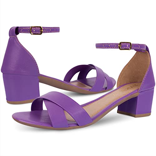 Sandalia Feminina Colorida Festa Salto Baixo Grosso Moda A3.14 C Cor:Roxo;Tamanho:39;Genero:Feminino