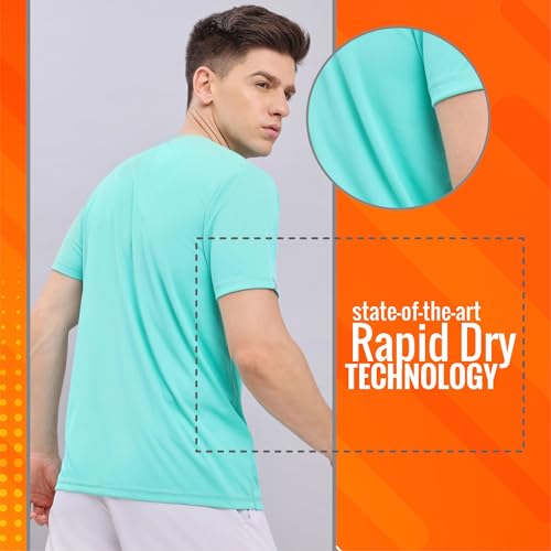 Image of TECHNOSPORT Men's Slim Fit Polyester Activewear Sports T-Shirt with Moisture-Wicking Comfort for Workout, Running & Gym