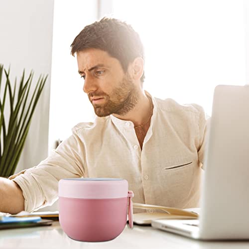 comida isolado,Lancheira Térmica 600ml com Tampa e Colher, Lancheira Dupla Camada Resistente a Vazam