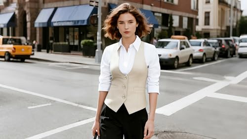 Image of GRACE KARIN Women's Suit Vest Top, Dressy Casual Sleeveless Button Waistcoat, Fromal Steampunk Blazer for Work Office