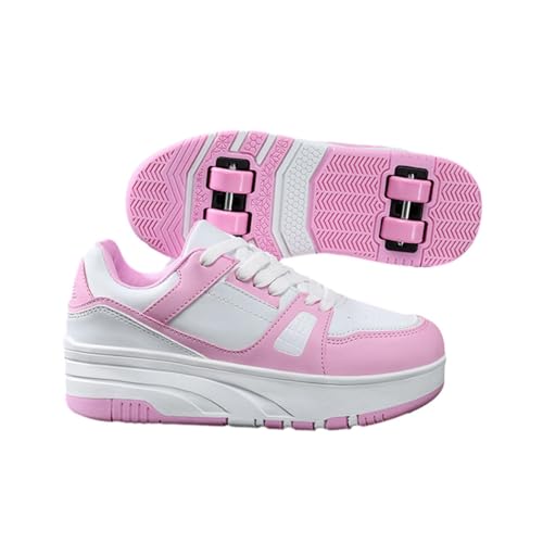 Kids Roller Shoes Boy Girl Sneakers, Skateboarding Shoe Outdoor Sport Shoes Sneakers with 4-Wheels Unisex Retractable Skating Shoes for Children's Park Sports Walking Street Style