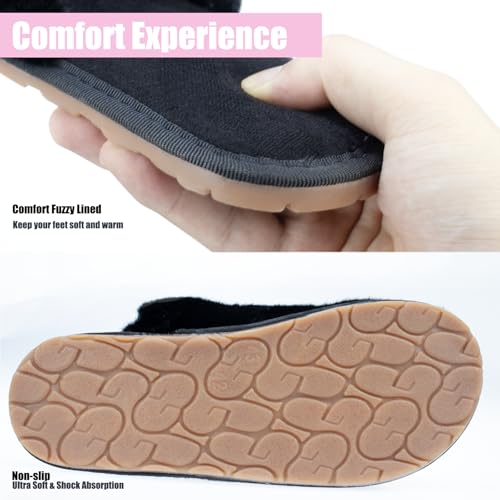 Open Toe Slippers for Women Men - Comfy Plush Slippers, Cloud Soft, indoor Outdoor Bedroom Slippers Foam Slippers Women House Shoes,Winter Warm Christmas Present Black2