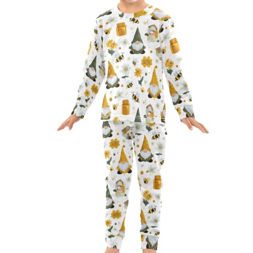 Pigsaly Pajama Set 2 Piece Flowers Honey Summer Gnomes Bees Pajama Sets Long Sleeve Pjs Sleepwear 3T3