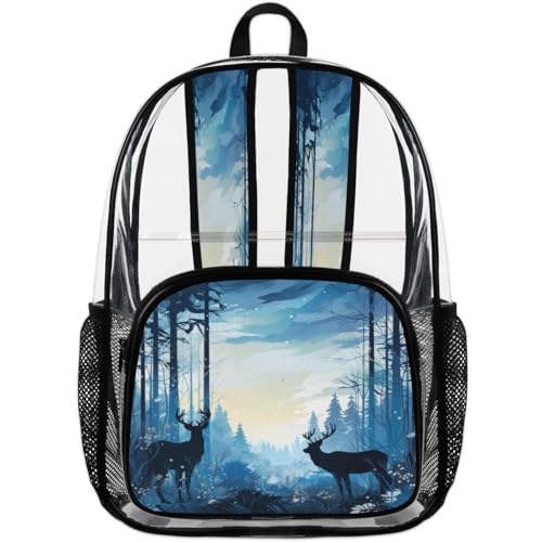 Forest Elk Animal Clear Backpack, Stadium Backpack for Women Men Adult Concert Festival Work Daily Travel4