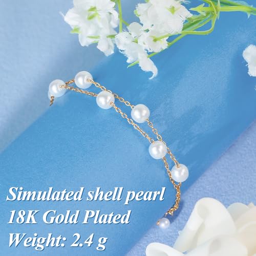 Pearl Bracelets for Women, Dainty Gold Bracelet Silver Prom Pearl Jewelry for Wedding, Trendy Daisy Bracelet Heart Bracelet as Simple Bridesmaid Gifts Floral Jewelry Brazaletes Para Mujer