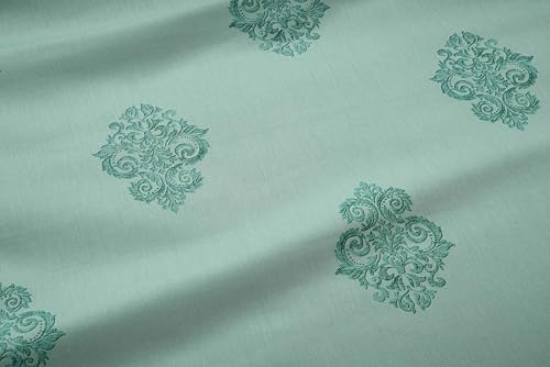 Image of Swayam Zinnia Collection Premium Mercerized Pure Cotton 250TC Ethnic Motif Print King Bedsheet with 2 Pillow Covers - Green