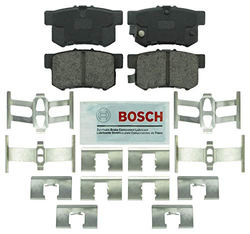 BOSCH BE537H Blue Ceramic Disc Brake Pad Set With Hardware - Compatible With Select Acura CL CSX ILX RSX TL TSX Vigor; Honda Accord Civic CR-Z Prelude S2000; Suzuki Kizashi SX4; REAR