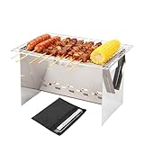 YNPQTDS Campinggrill, Küchenausrüstung aus Edelstahl, tragbarer Holzkohlegrill für Camping – für Lagerfeuer, Terrasse, Grill, Garten, Küche, Picknick, , Wandern