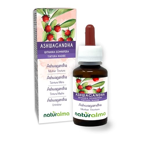 Ashwagandha o Ginseng indio (Withania somnifera) raíces Tintura Madre sin alcohol Naturalma - Extracto líquido gotas 60 ml - Complemento alimenticio - Vegano