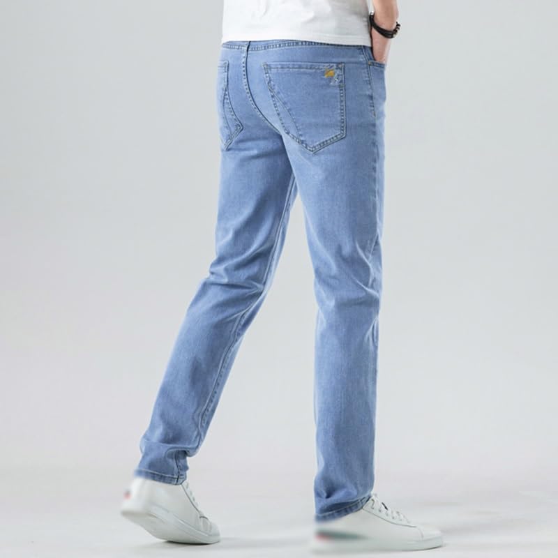Retro Business Men Slim Straight Leg Jeans Cotton Stretch Pants3