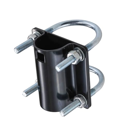 Sactulaz Antenna Mast Pipe Mount and Flag Pole Mounting Adapter Works with Starlink Dish and Integrated Structure Universal Antenna Heavy Duty Steel Pole Mount V-Clamp Bracket Roof Mounting