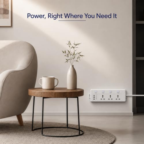 Image of AILKIN 3 Socket Universal Extension Board with Individual Switches, 3 Pin Power Strip with Heavy Duty Cable, Multi Plug Extension Box for Home, Office, TV, Laptop, Mobile Charger & Appliances (White)