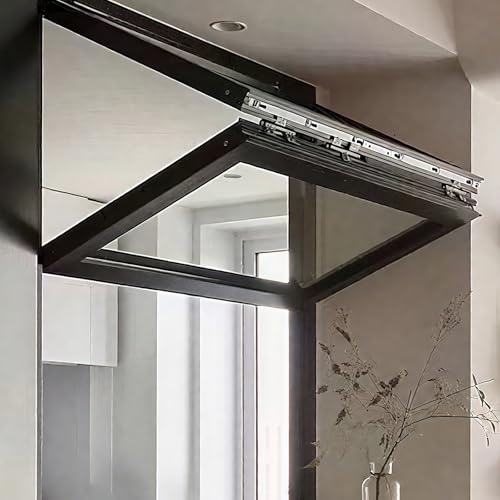 Poignée de verrouillage de fenêtre coulissante pliante en aluminium - Design vertical - 81 x 76 cm - Idéal pour les camions alimentaires et les événements en plein air