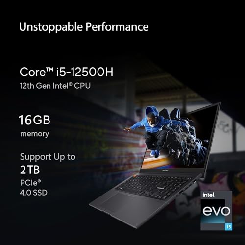 Image of ASUS Vivobook S15 OLED 2022, 15.6 inch 39.62 cm FHD OLED, Intel Core EVO i5-12500H 12th Gen, Thin and Light Laptop (16GB /512GB SSD /Iris Xe Graphics /Windows 11 /Office 2021 /Grey /1.8 kg), S3502ZA-L501WS