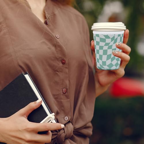 Image of Reusable Insulated Sleeve for Iced Coffee Cup, Coffee Neoprene Sleeve for Cold & Hot Drinks, Beverage Holder for Iced Coffee (Wavy Grid, Small: 16-18oz)