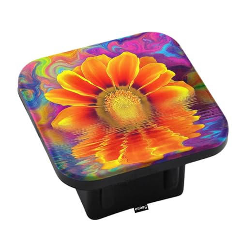 Swono Sunflower Tow Hitch Covers Bright Reflection Wave Colorful Sunflowers Sturdy Rubber Hitch Cover 2 Inch Trailer Hitch Cover Plug Cap Insert for Most Trucks SUV RV and Cars