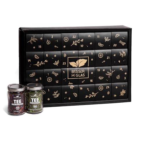 Besser im Glas Bio Tee Adventskalender 2025 | 24 Gourmet Teesorten nachhaltig verpackt | natürlich süß, vegan, ohne Zucker & ohne Kalorien | Tee Geschenk | Zitronentee, Früchtetee &...