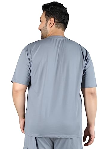 Image of CHKOKKO Men's Plus Size Terry Cotton Loose Fit Half Sleeves T-Shirt