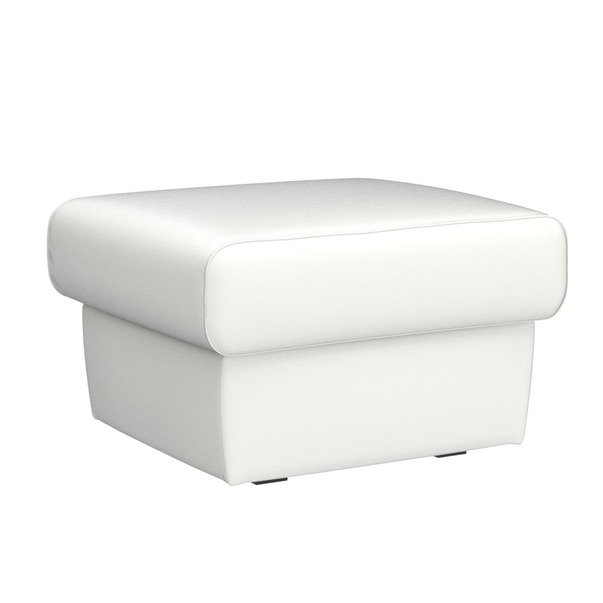 Quattro Meble Weiß Echtleder Hocker aufklappbar mit Stauraum Sitzhocker Rindsleder Sitzwürfel 60x55 Fußhocker Polsterhocker Echt Leder Puff