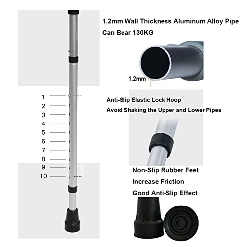 Muletas de antebrazo plegables para altura 140-190 cm Muletas ergonómicas para adultos Pies de goma antideslizantes 10 paradas Muletas multifunción ajustables en altura