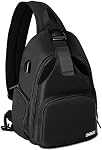 Cwatcun Sac de caméra, sac à dos de boîtier de caméra Sling avec support de trépied pour Canon Nikon Sony Pentax DSLR SLR