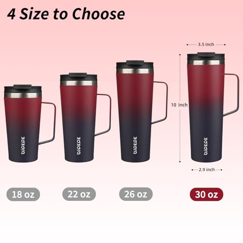 Image of BJPKPK 30oz Insulated Tumbler with Handle, Lid & Straw, Stainless Steel