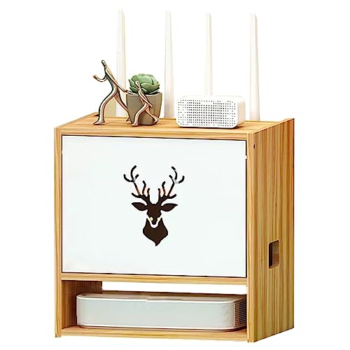 Boîte de rangement routeur Wi-Fi en bois de noyer chic pour bureau - 2