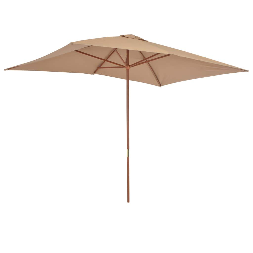 Homgoday Sombrilla de jardín con Palo de Madera Gris Taupe 200x300 cm Sombrilla de Jardín,Protección UV Sombrilla Jardín Grande Orientable Jardín Parasol Balcón
