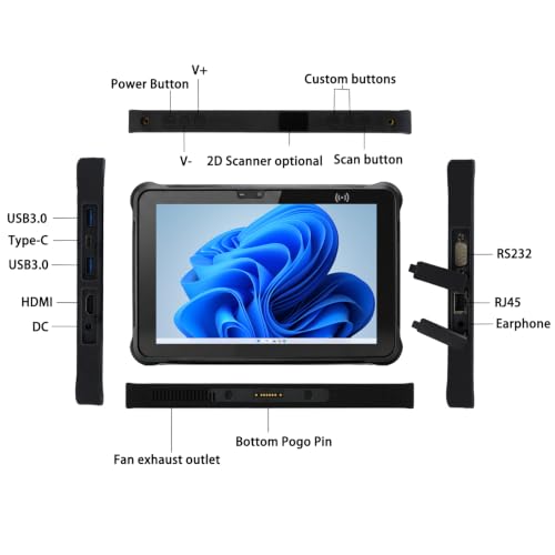 Image of Kayoote ST11 Pro+ 10.1 inch Rugged Tablet, 1000nit Sunlight Readable Display, Win 11 Pro, Core i5-8200Y, 8GB RAM 256GB ROM, IP65 Waterproof Pad, 4G LTE, WiFi, GPS, NFC, 6000mAh