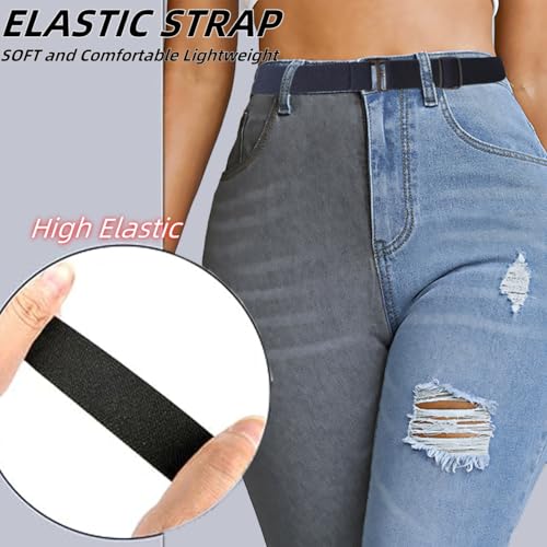 Women No Show Stretch Belt Invisible Elastic Web AdjustableStrap Belt with Flat Buckle for Jeans Pants Dresses3
