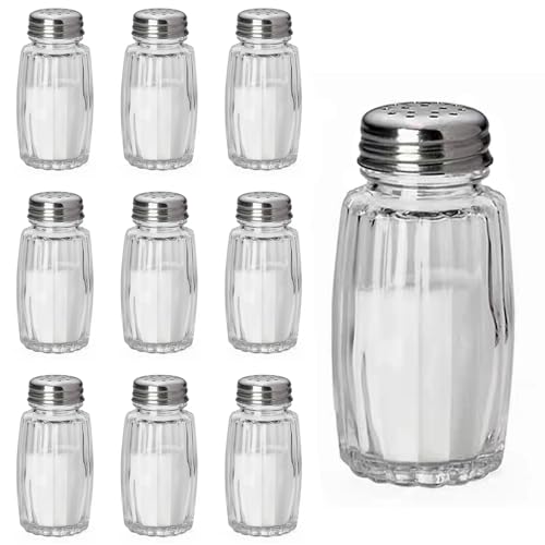 10-teiliges Salz- und Pfefferstreuer Set, Gewürzstreuer aus Glas, praktische Mini Gewürzdosen für Küche, Grill und Restaurant