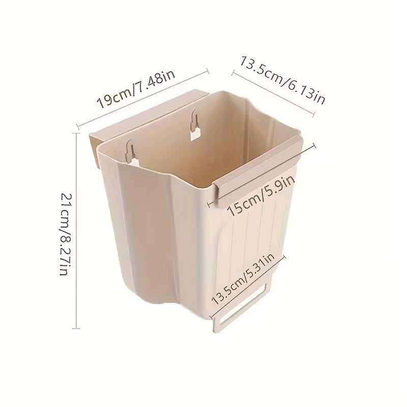 1pc Kitchen Foldable Trash Can, Household Cabinet Hanging Garbage Storage Bucket, Thickened Large Diameter Garbage Can, Kitchen Accessories, White thumbnail