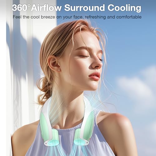 Image of Hionly AI Neck Fan, 6 Speeds Adjustable Portable Personal Fan Rechargeable, 6000 mAh Battery Faster Cooling Wearable, Ultra Quiet for Home, Office, Travel, Outdoor