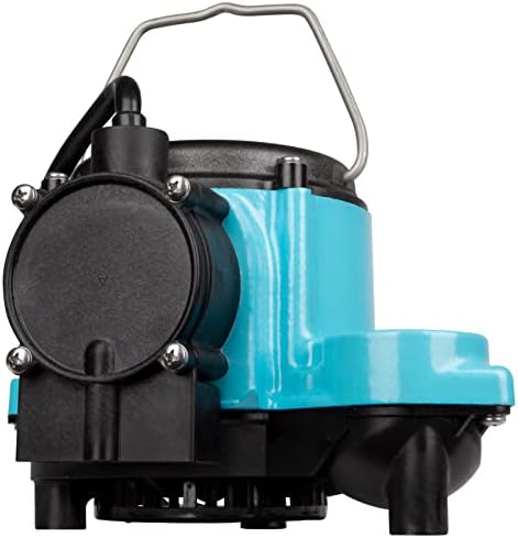 Little Giant 6-CIA 115 Volt, 1/3 HP, 2760 GPH Cast Iron Automatic Submersible Sump Pump with Integral Diaphragm Switch, 10-Ft. Cord, Blue, 506158