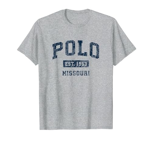 Polo Missouri MO Vintage Athletic Sports Design T-Shirt, Men, Heather Grey, Small