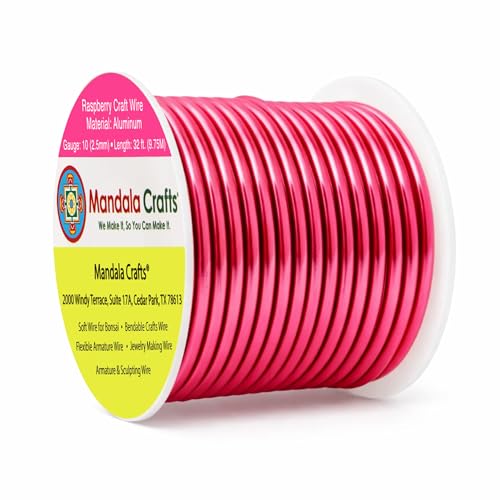 Image of Mandala Crafts 10 Gauge Raspberry Anodized Aluminum Craft Wire, 32 FT | Colored, Flexible, Bendable, for Bonsai, Armature, Sculpting, Wire Wrapping, Jewelry Making, Weather & Tarnish Resistant