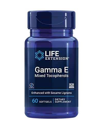 Life Extension Gamma E Mixed Tocopherols Healthy Aging Vitamin E Supplement Enhanced with Sesame lignans Gluten-Free Non-GMO 60 softgels