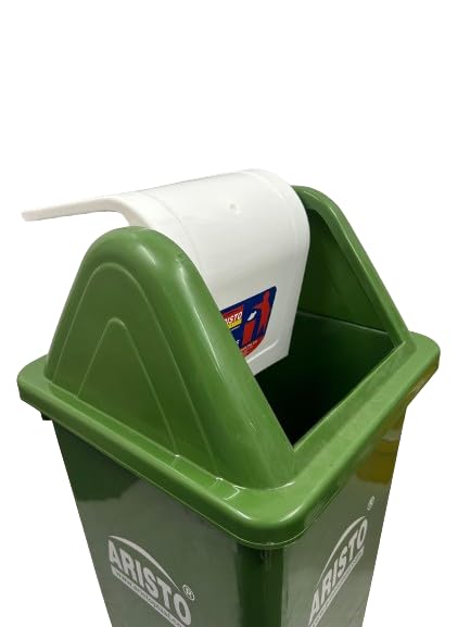 Image of ARISTO Square Swing Lid Plastic Dustbin 60 LTR (Green)