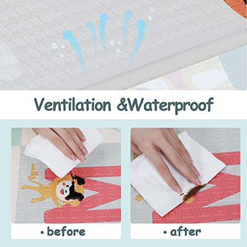 Mem Baby Play Mat 71" X 59", Foldable Baby Play Mats For Floor, Reversible Waterproof Foam Playmat For Babies And Toddlers, Large Non-Slip Baby Crawling Mat With Travel Bag #TOP4