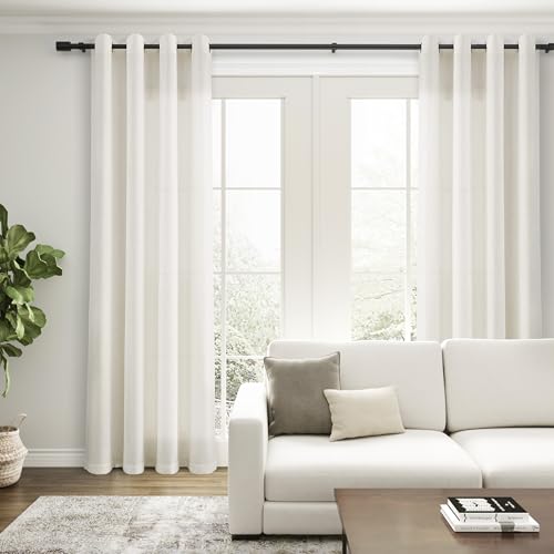 Image of Natural Cream Linen Curtains 72 Inch Length for Living Room Neutral Grommet Top Light Filtering Semi Sheer Curtain Textured Modern Farmhouse Rustic Short Window Drapes for Bedroom 52x72,2 Panels Set