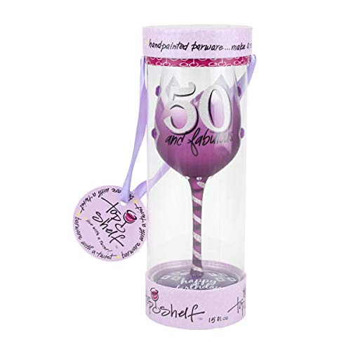 Top Shelf 50Th Birthday Wine Glass ; Unique & Thoughtful Gift Ideas For Friends And Family ; Hand Painted Red Or White Wine Glass For Mom, Grandma, And Sister #TOP1