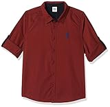 Amazon Brand - Symbol Boys 100% Cotton Solid Print Full Sleeves Regular Fit Shirt|Age 2-12 Years, Maroon