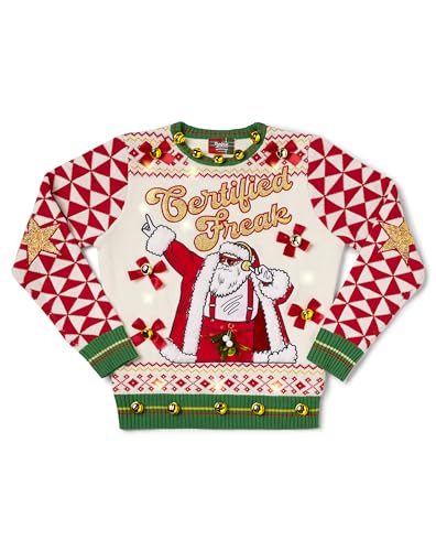 Spirit Halloween Light-Up Santa Certified Freak Christmas Sweater