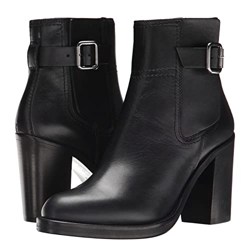 Rozhuhro Bottes Noires à Talons Hauts pour Femmes, Design à Boucle, matière en Caoutchouc, Peuvent être portées en Toutes Saisons,Noir,38EU Cover